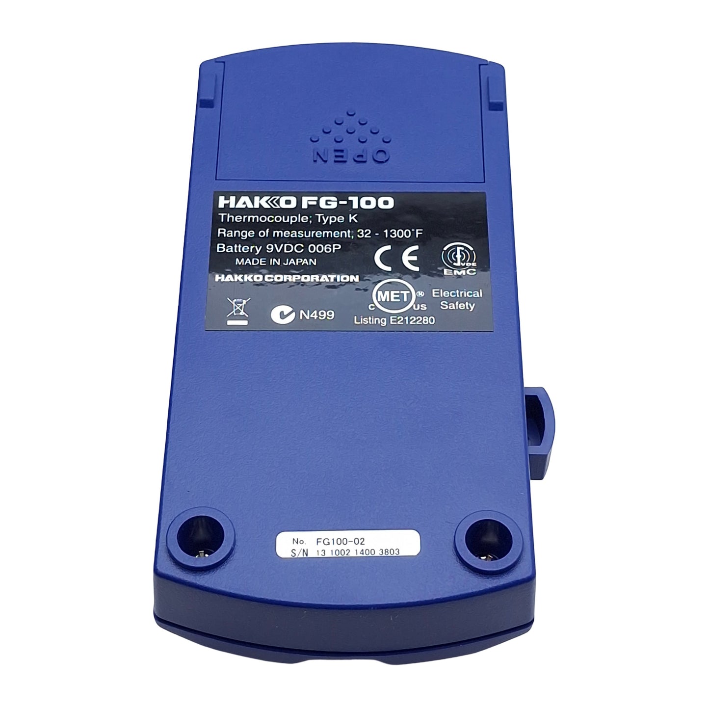 New – Open box Hakko FG100-02 FG-100 Thermometer, 1°F res, 32-1300°F Range, K Type, 9V Battery