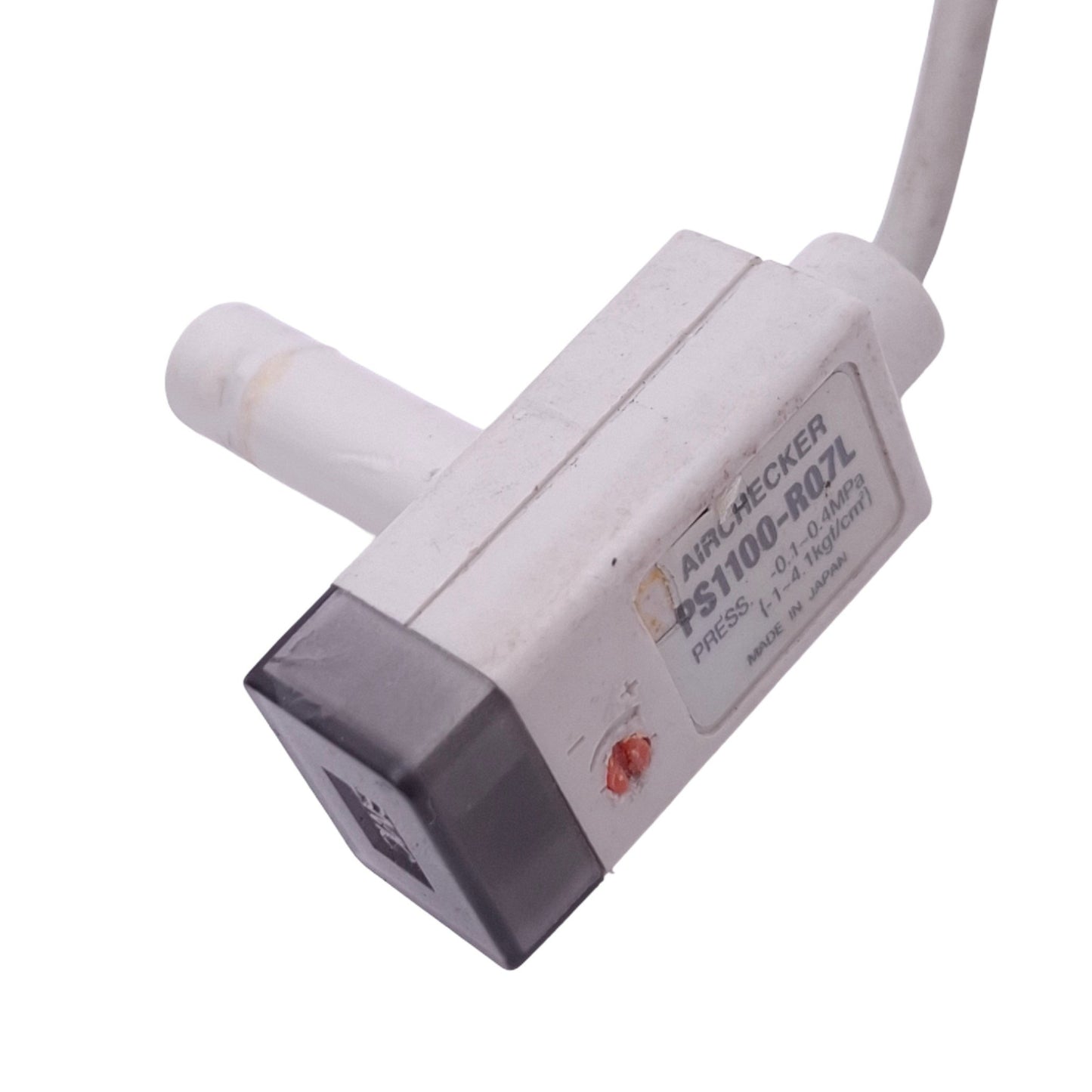 Used SMC PS1100-R07L Air Checker, -0.1 to 0.4 MPa, 12-24VDC In, 40mA Out, 1ft Cable