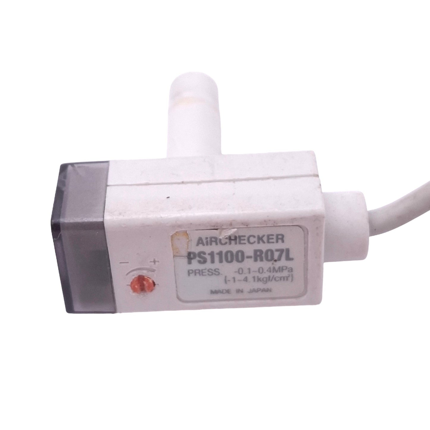 Used SMC PS1100-R07L Air Checker, -0.1 to 0.4 MPa, 12-24VDC In, 40mA Out, 1ft Cable