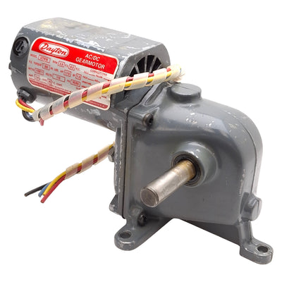Used Dayton 2Z797B Gearmotor, 1787:1, 1/15HP, 2.8rpm, 350in-lbs, ø1/2in Shaft, 115VAC