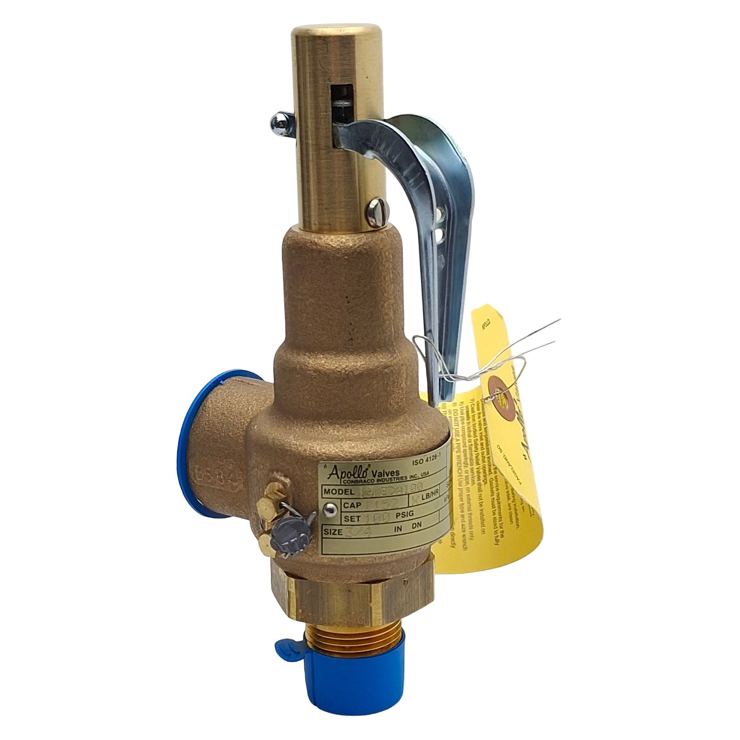 New – Open box Apollo 19-KEDA-100 Safety Valve, 100psig Set, 3/4in M x 1in F NPT, 1152LB/HR