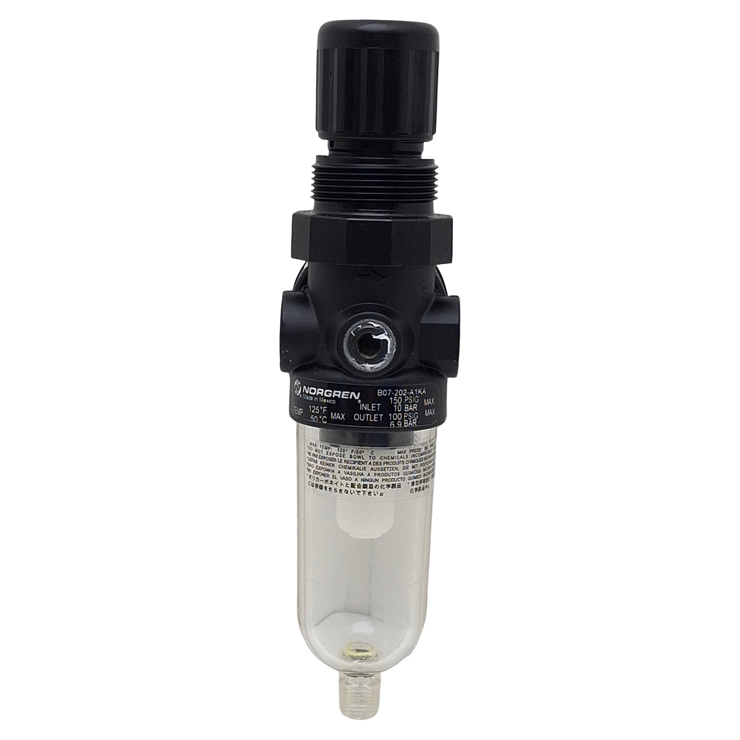 Used Norgren B07-202-A1KA Filter/Regulator, 4-100psi Set, 1/4in PTF, 5µm, 14scfm