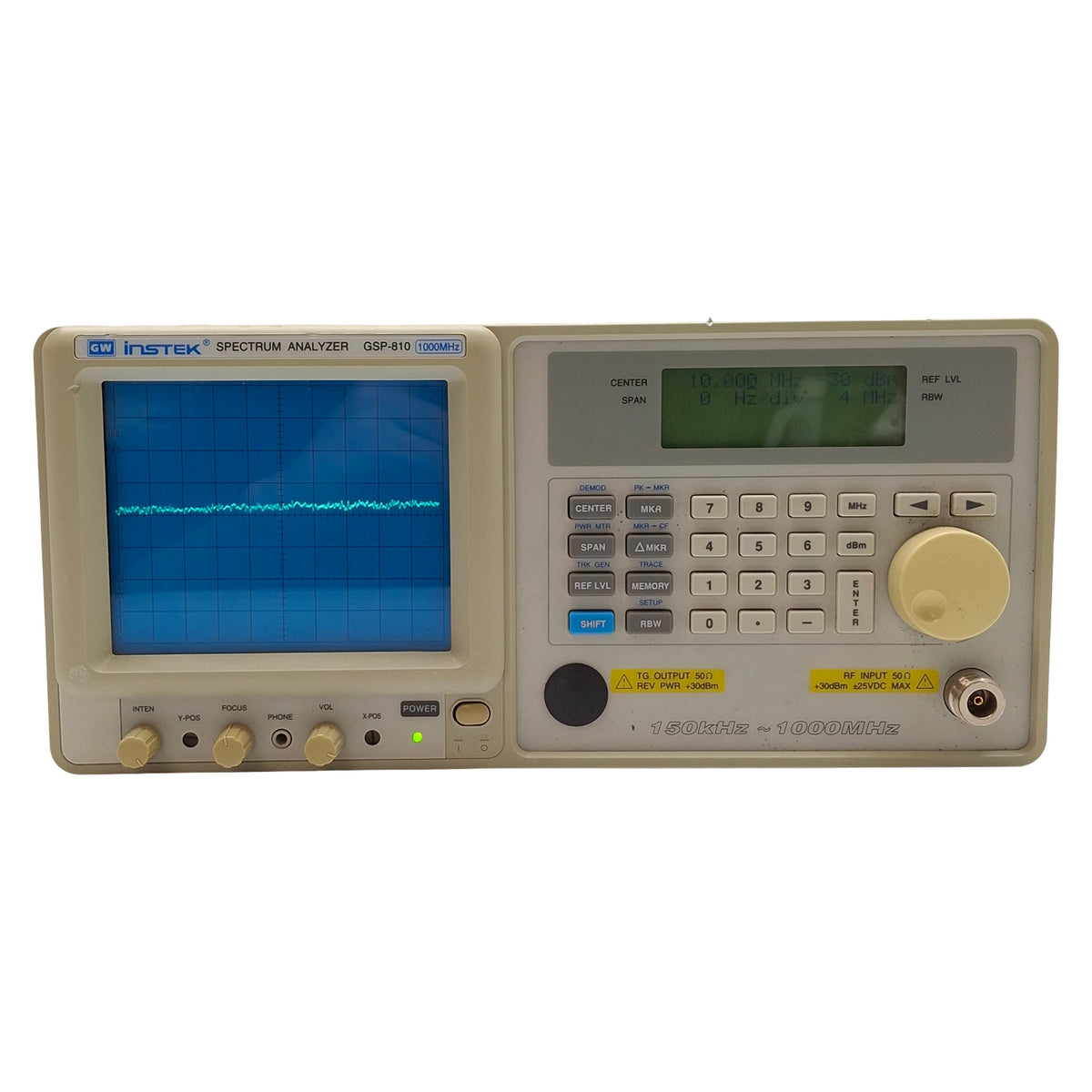Used GM Instek GSP-810 Spectrum Analyzer, 150kHz-1000MHz, RS-232C, 100/120/220/230VAC