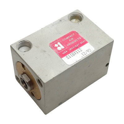 Used Compact S118X112 Pneumatic Cylinder, ø1-1/8in Bore, 1-1/2in Stroke, 1/8in NPT