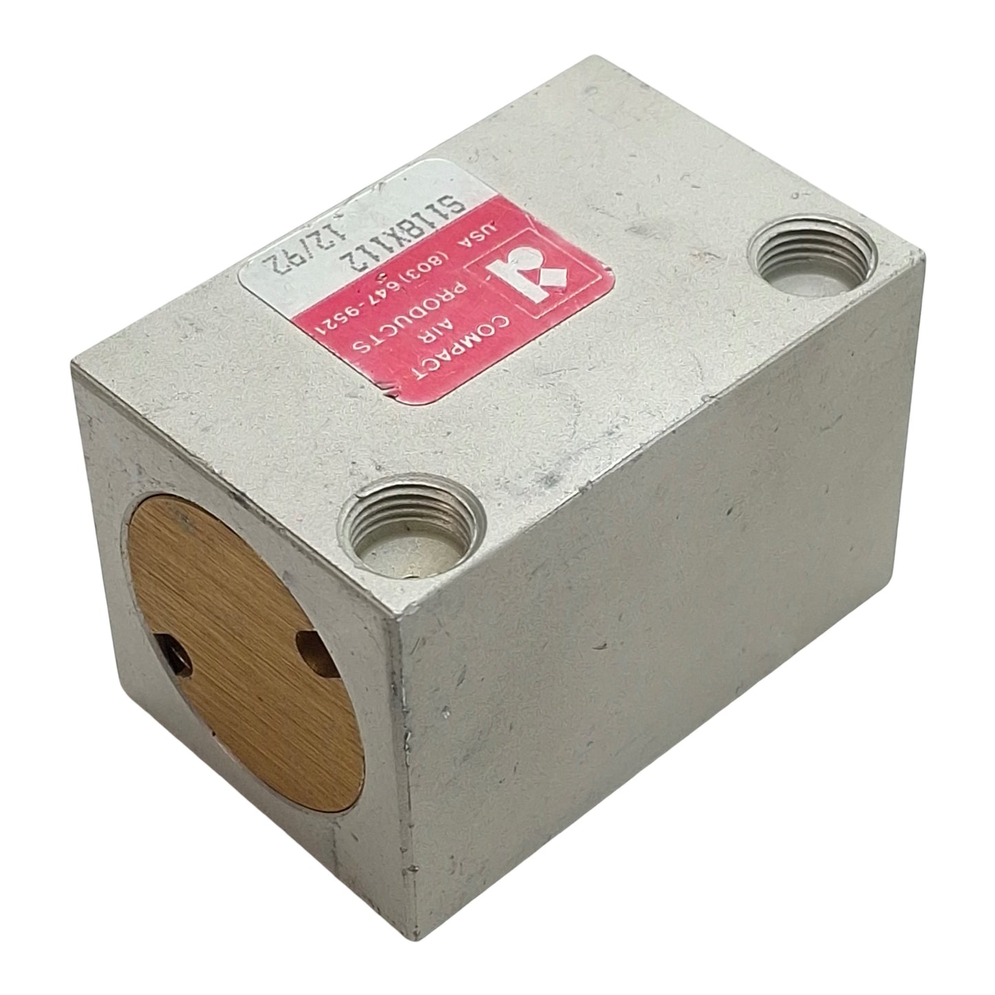 Used Compact S118X112 Pneumatic Cylinder, ø1-1/8in Bore, 1-1/2in Stroke, 1/8in NPT