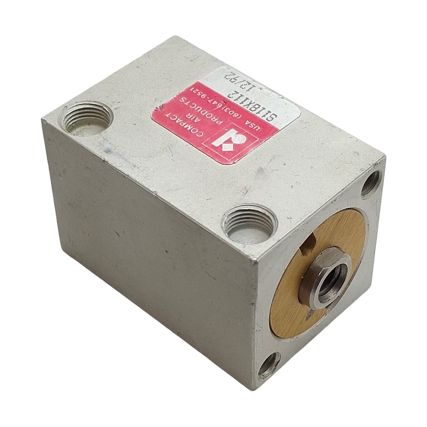 Used Compact S118X112 Pneumatic Cylinder, ø1-1/8in Bore, 1-1/2in Stroke, 1/8in NPT