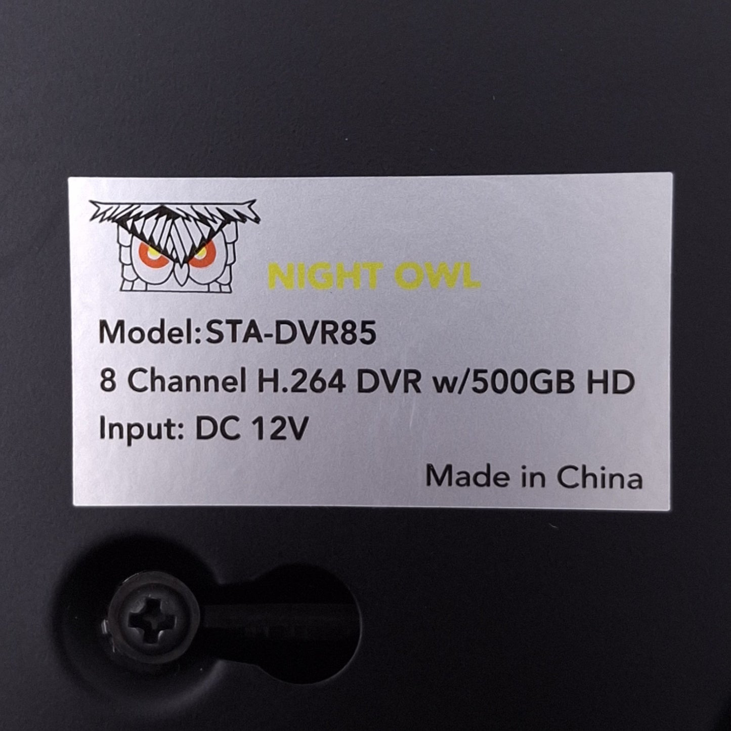 Used Night Owl STA-DVR85 Security DVR System, 8-Channel, 500GB, 12VDC, VGA, BNC