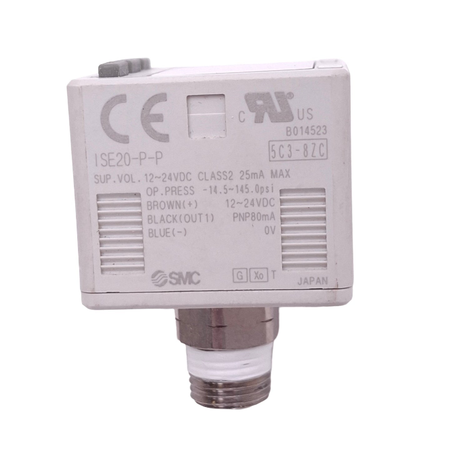 Used SMC ISE20-P-P Digital Pressure Switch, -14.5~145.0psi, 12-24VDC, PNP 80mA