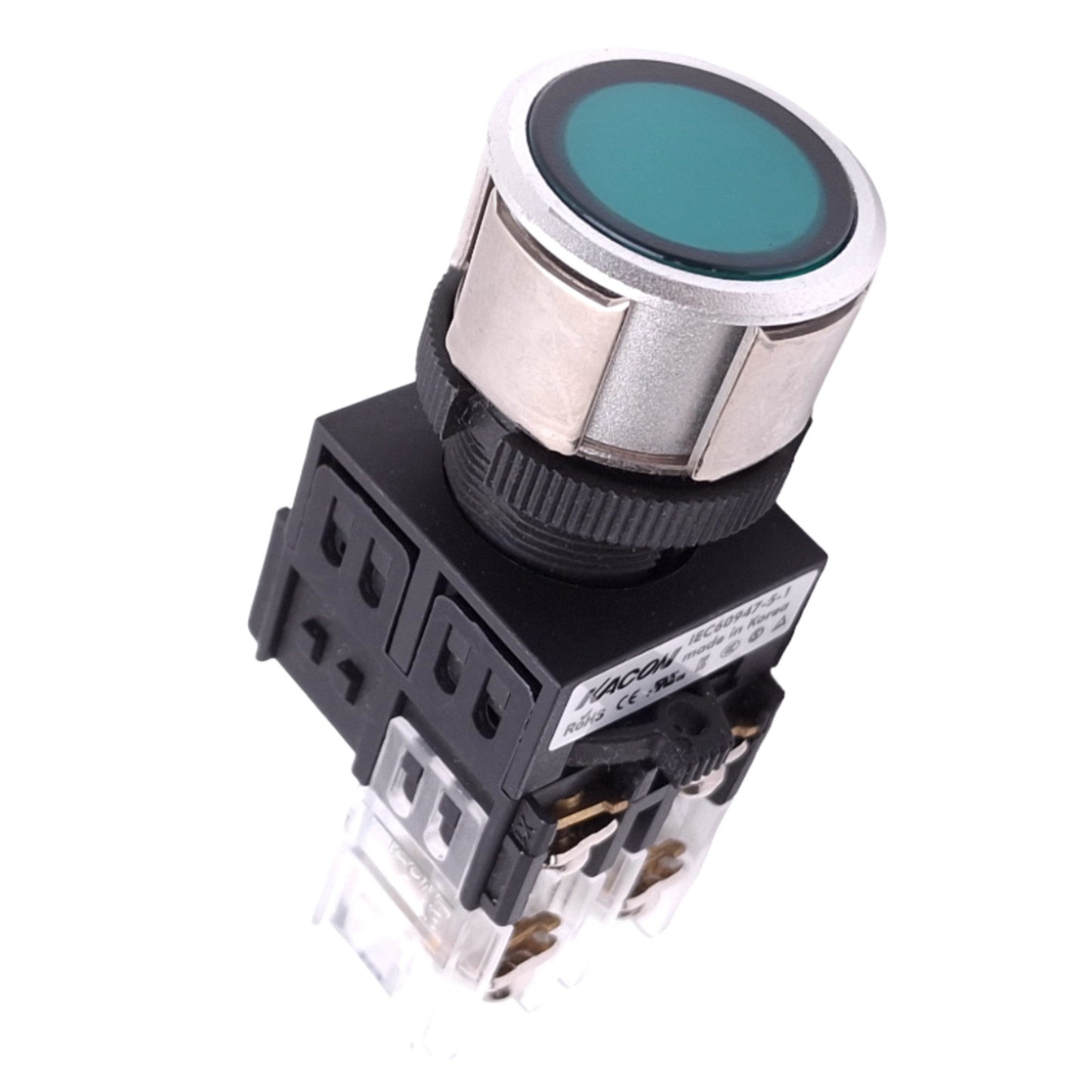 New Kacon K25F-27 12/24VDC LED Green Illuminated Pushbutton, ø25mm, 1NO, 24V LED