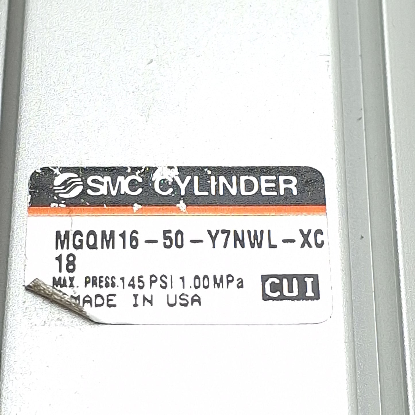 Used SMC MGQM16-50-Y7NWL-XC18 Pneumatic Cylinder, ø16mm Bore, 50mm Stroke, M5, 1.0MPa