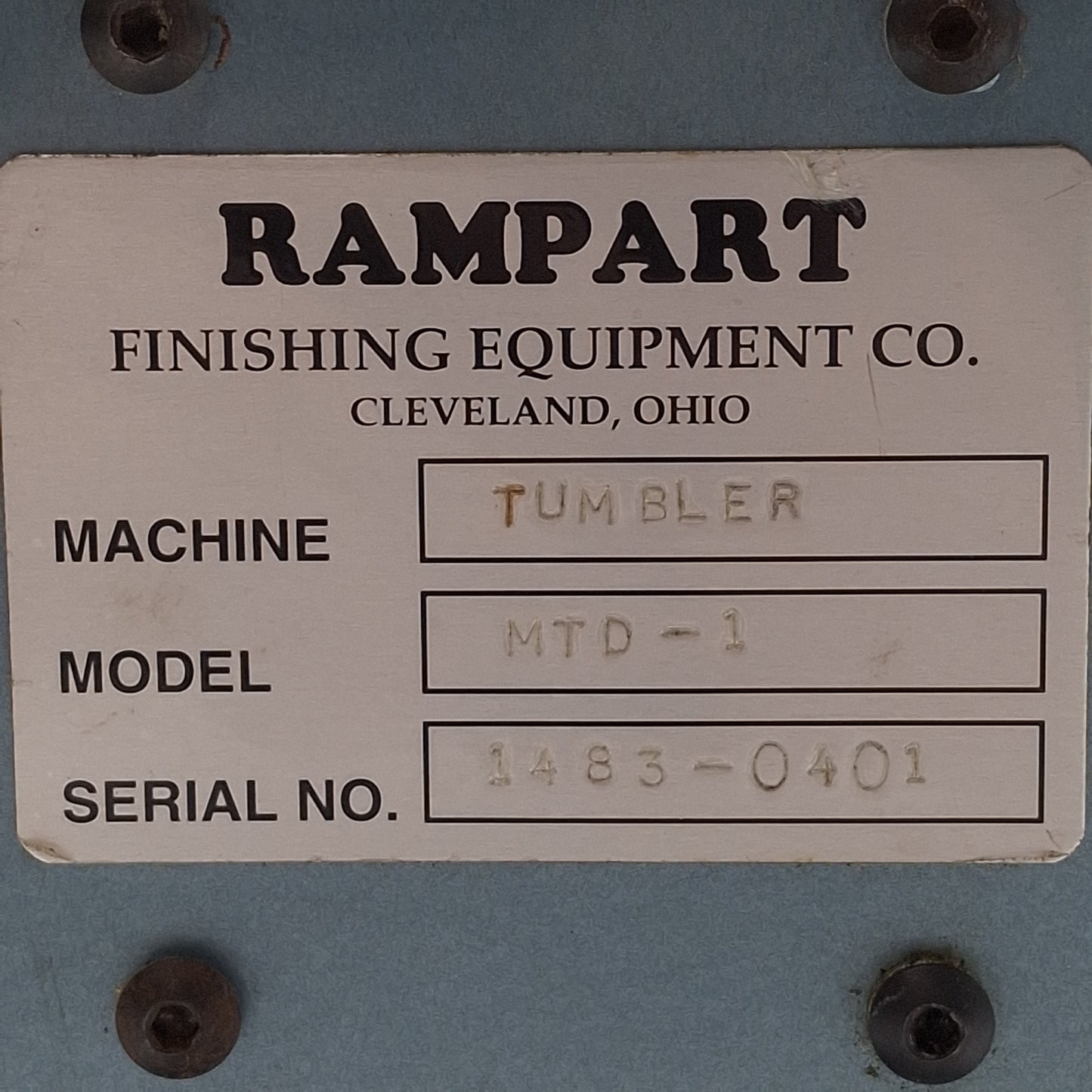 Used Rampart MTD-1 Mini Tumbler Bench Type Barrel Finishing Machine, 24-52rpm, 100VAC