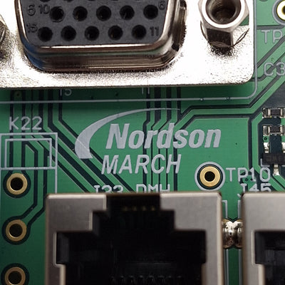 New – Open box Nordson March 6133890 Relay Board, (33x) RJ45, (7x) D-Sub 9-Pin *Missing Chip*