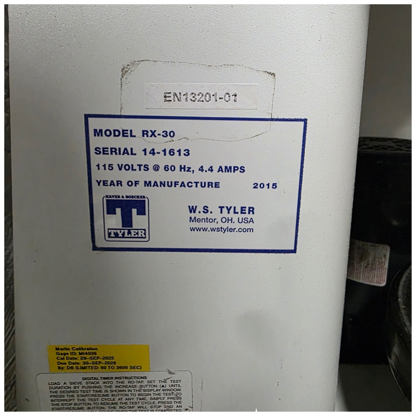 Used W.S. Tyler RX-30 RO-TAP Mechanical Sieve Shaker W/ R-30050 Sound Enclosure 120V