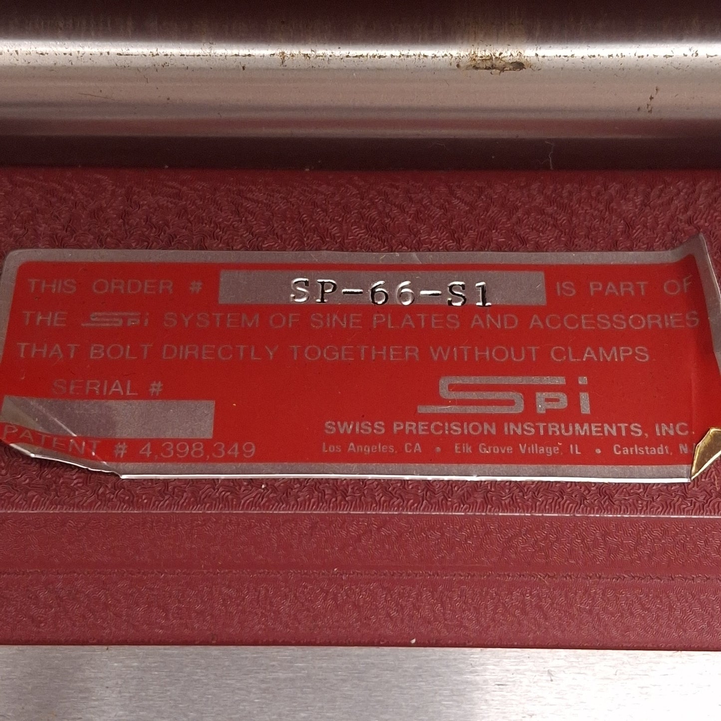 Used SPI SP-66-S1 SineSet Single Angle Sine Plate, S1 Series, 6in x 6in x 2in