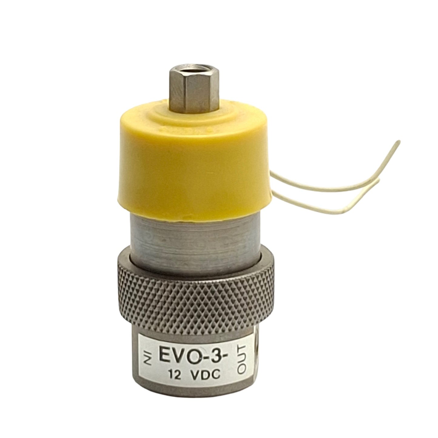Used Lot of 3 Clippard EVO-3-12 In-Line Solenoid Valve, 3-Way,10-32 Ports, 12VDC Coil