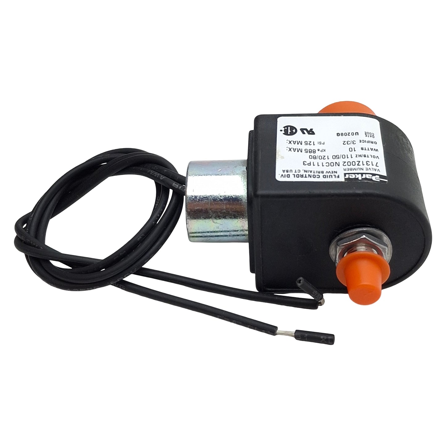 New – Open box Parker 7131Z002N0C111P3 Solenoid Valve, 3/2-Way 1/4in NPT, 125psi, 110VAC Coil