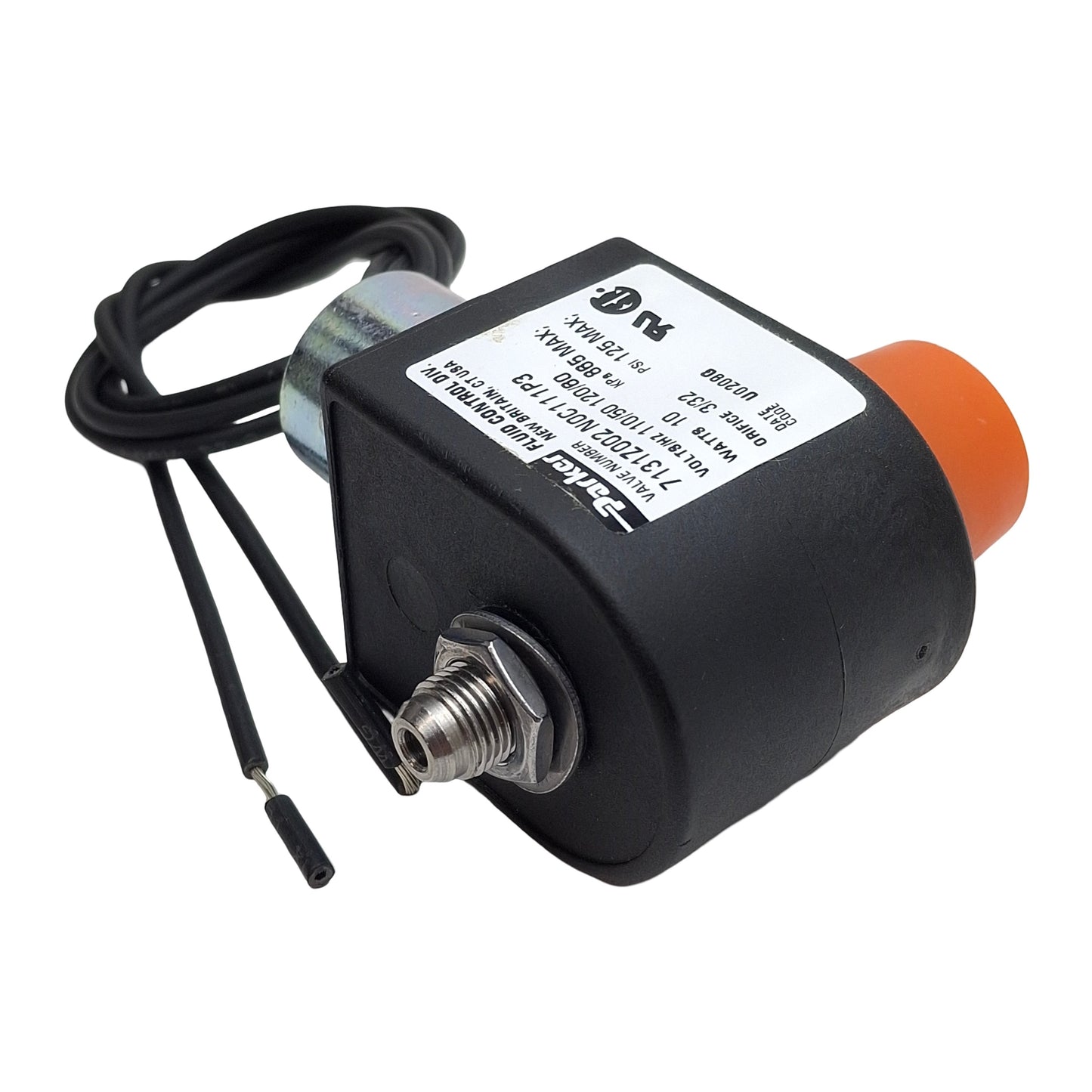 New – Open box Parker 7131Z002N0C111P3 Solenoid Valve, 3/2-Way 1/4in NPT, 125psi, 110VAC Coil