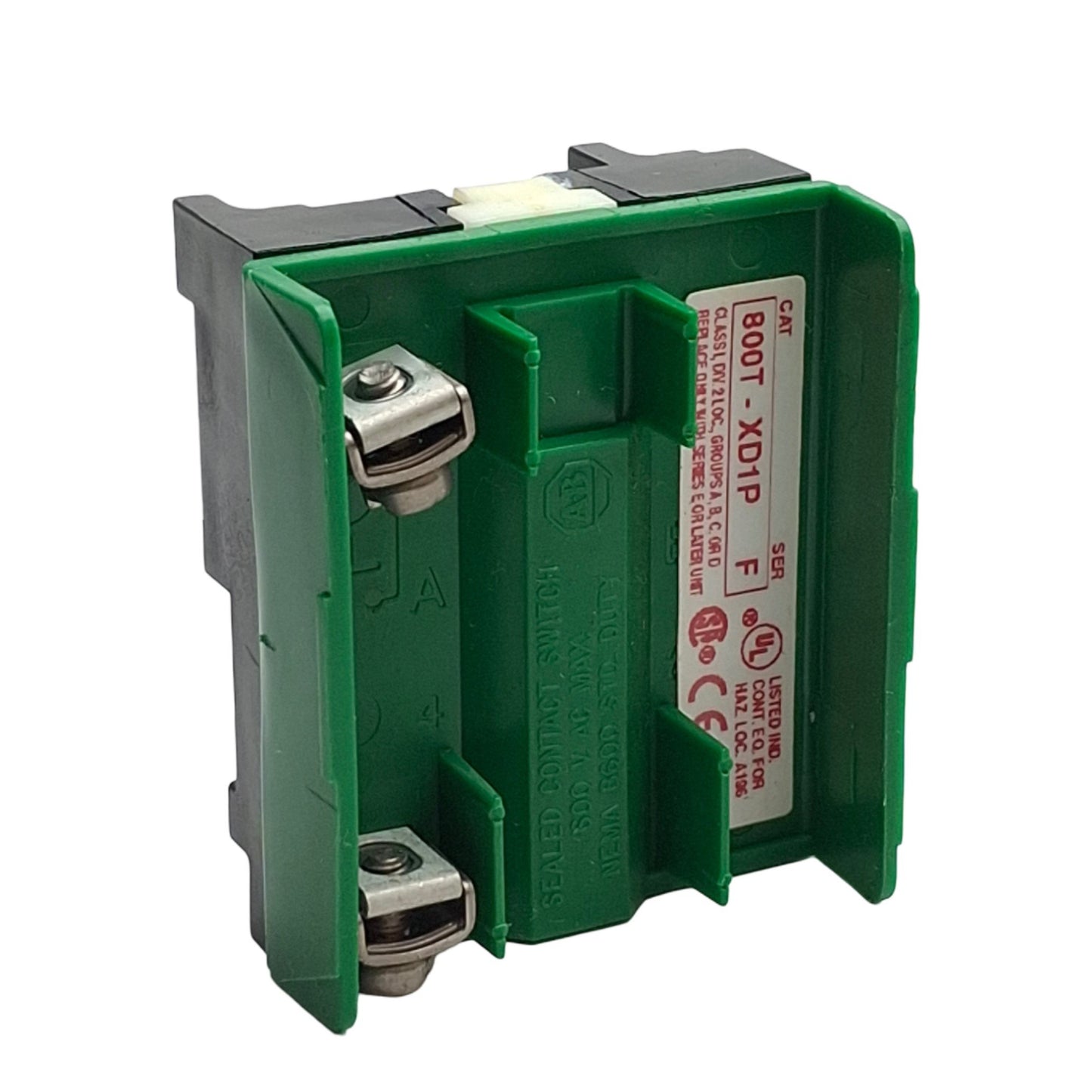 Used Allen Bradley 800T-XD1P Pushbutton Contact Block, 1NO, 600V 5A, 30mm