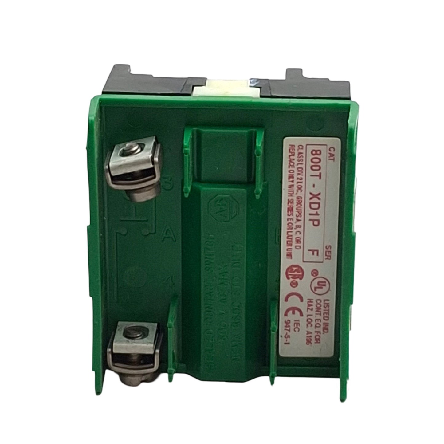 Used Allen Bradley 800T-XD1P Pushbutton Contact Block, 1NO, 600V 5A, 30mm