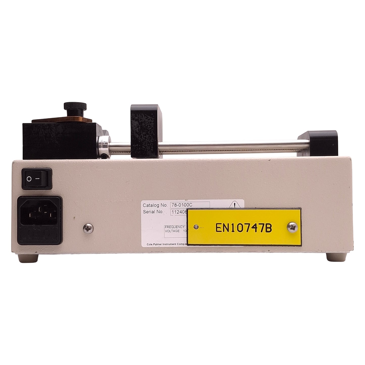 Used Cole Parmer 78-0100C Single-Syringe Pump 100-120V Supply, 0.10A, 4.9" Travel