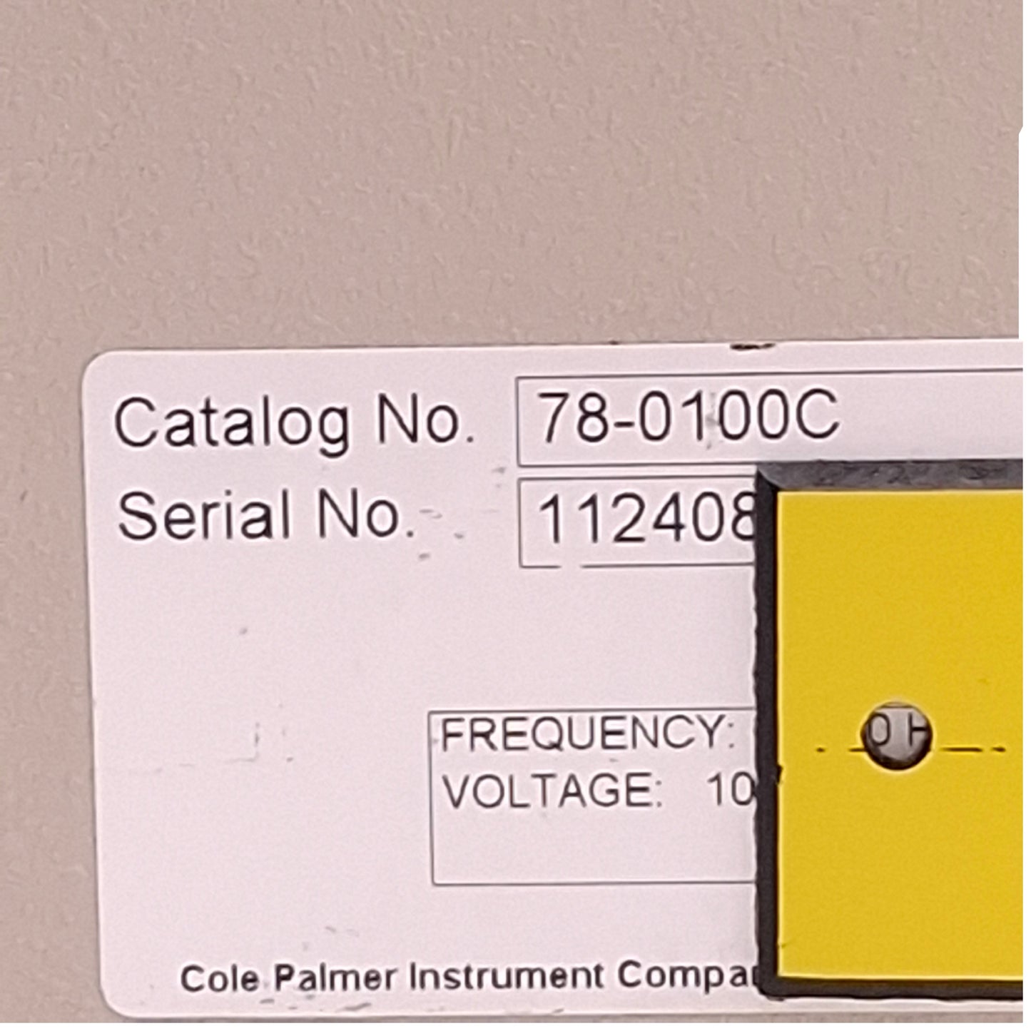Used Cole Parmer 78-0100C Single-Syringe Pump 100-120V Supply, 0.10A, 4.9" Travel