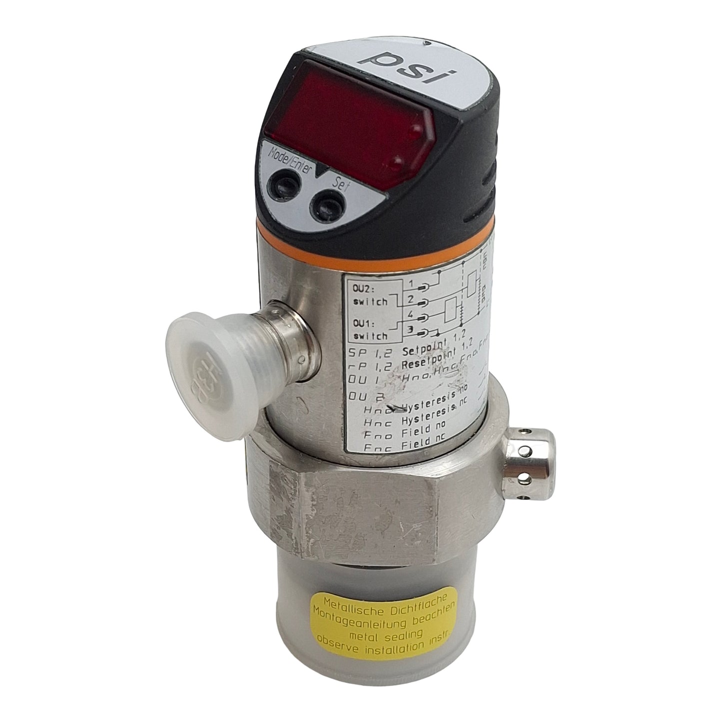 Used IFM PF2054 Flush Pressure Sensor, NPN/PNP, 20-30VDC, -7~145psi Range, 4-Pin M12