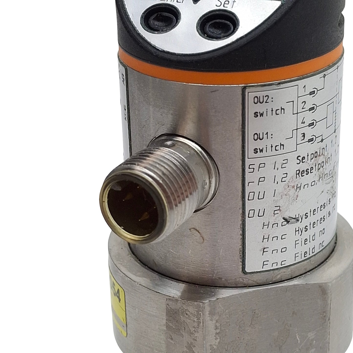 Used IFM PF2054 Flush Pressure Sensor, NPN/PNP, 20-30VDC, -7~145psi Range, 4-Pin M12