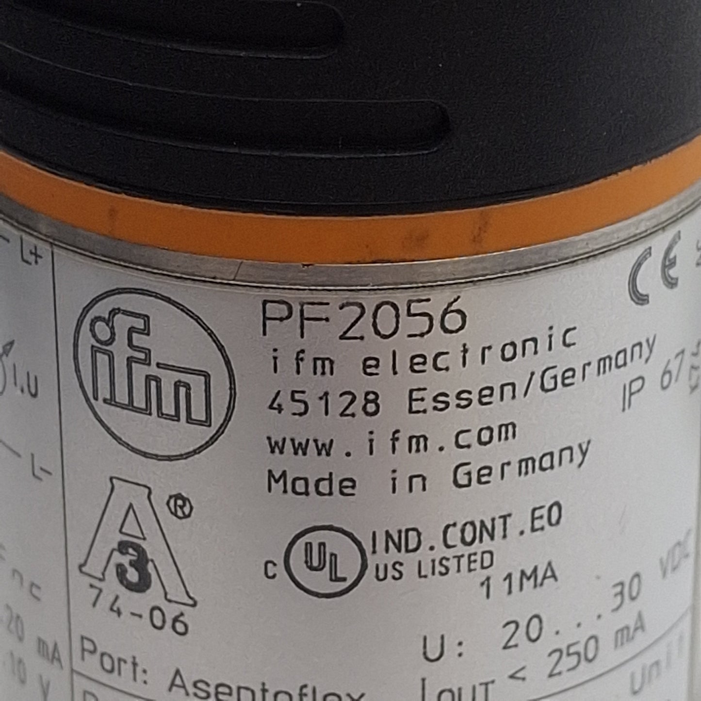 Used IFM PF2056 Flush Pressure Sensor, NPN/PNP, 20-30VDC, -0.13~2.5bar Range, 4P M12