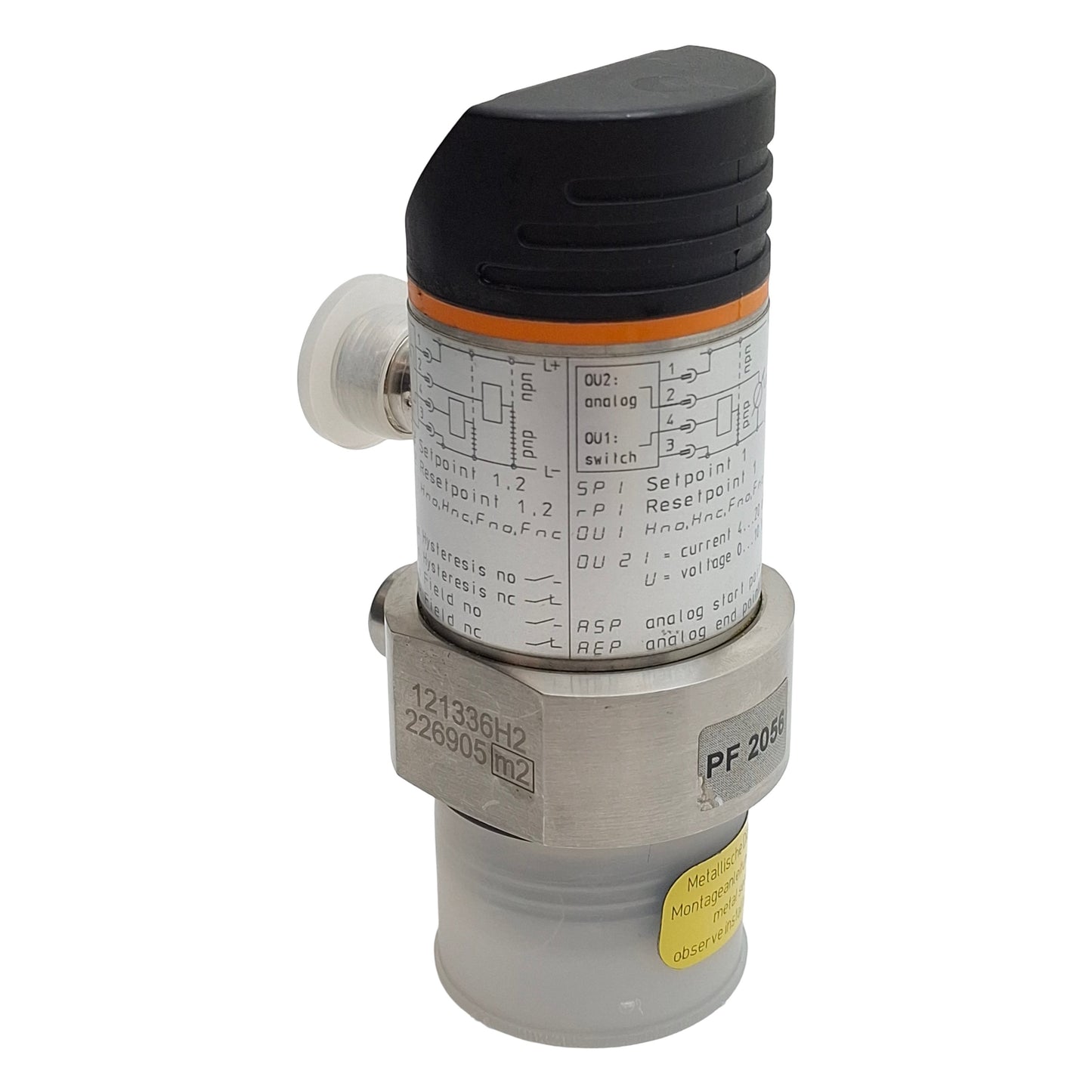 Used IFM PF2056 Flush Pressure Sensor, NPN/PNP, 20-30VDC, -0.13~2.5bar Range, 4P M12