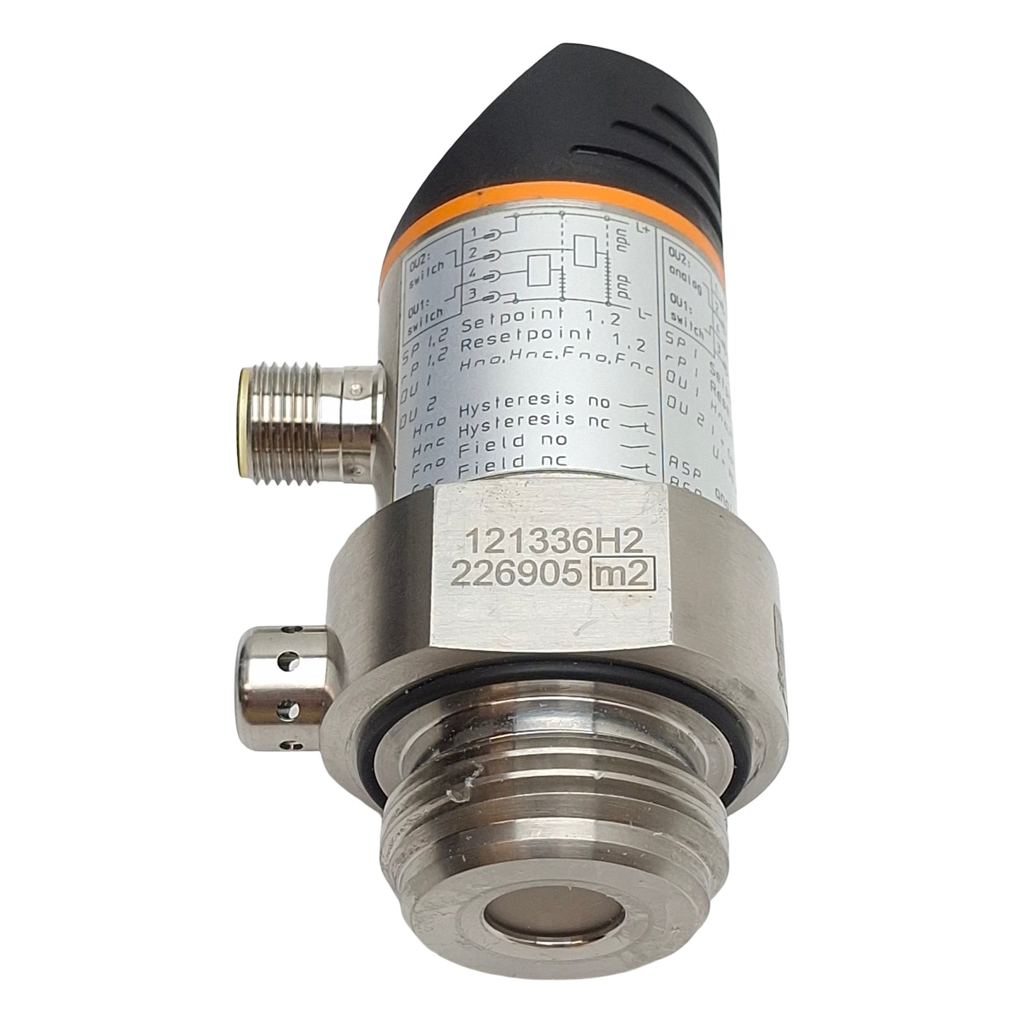 Used IFM PF2056 Flush Pressure Sensor, NPN/PNP, 20-30VDC, -0.13~2.5bar Range, 4P M12