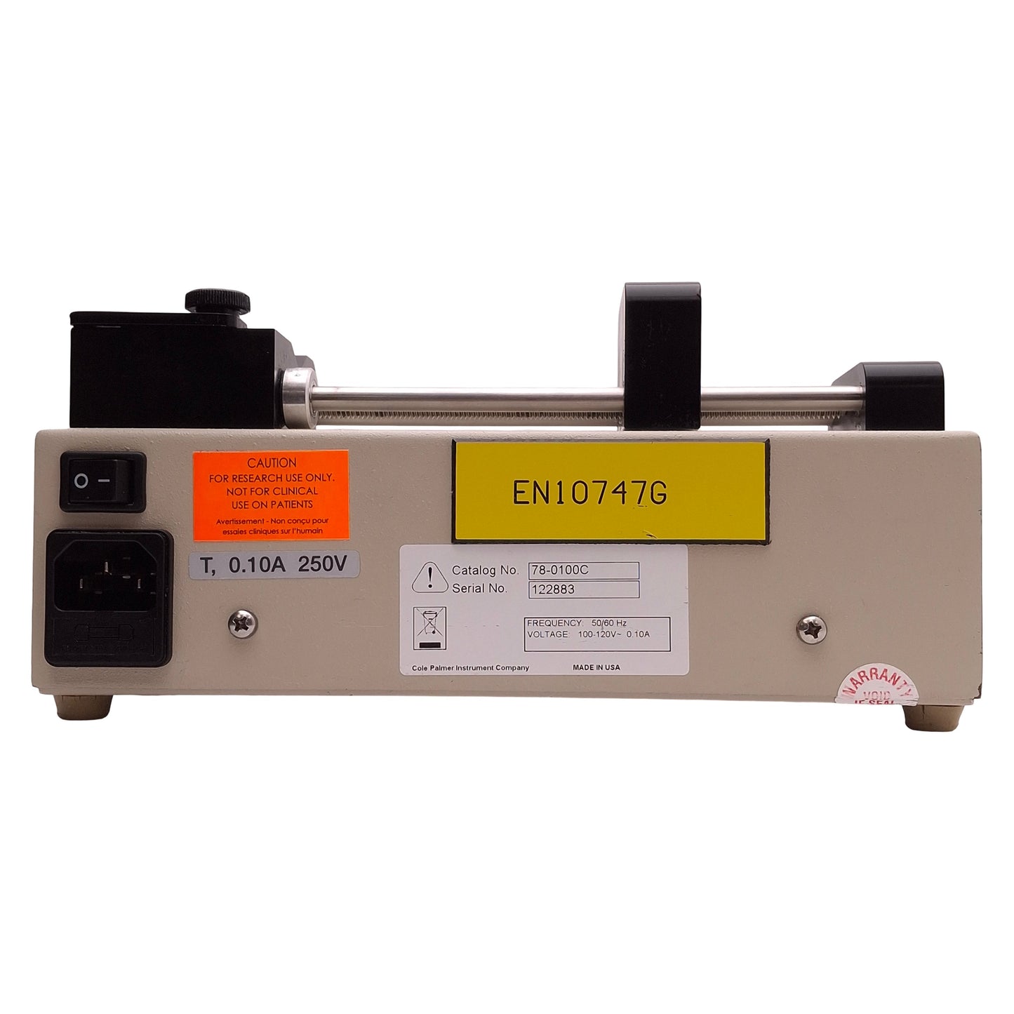 For parts or not working Cole Parmer 78-0100C Single-Syringe Pump 100-120V Supply, 0.10A *For Parts*