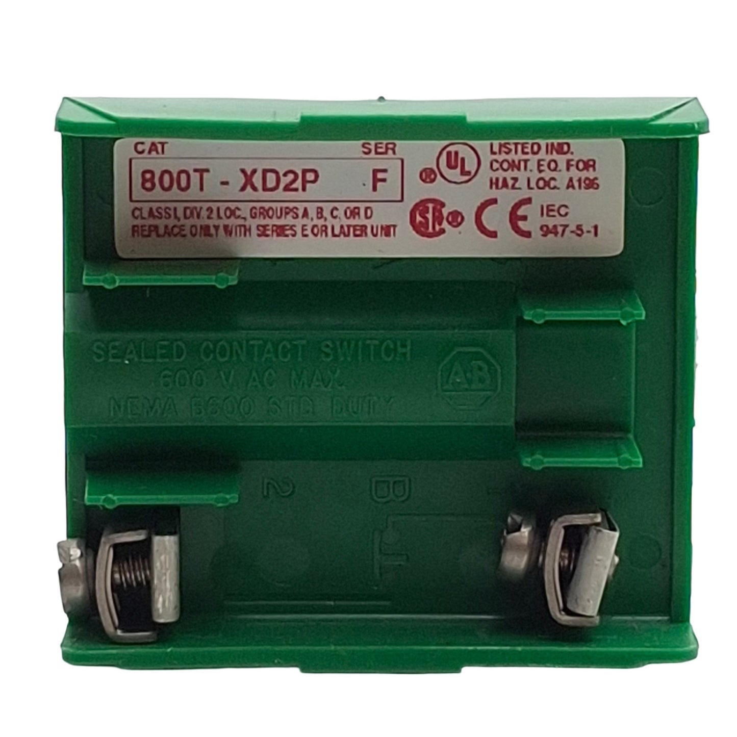 Used Allen Bradley 800T-XD2P Sealed Pushbutton Contact Block, 1NC, 600V 5A, 30mm