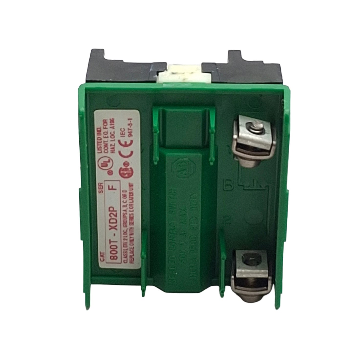 Used Allen Bradley 800T-XD2P Sealed Pushbutton Contact Block, 1NC, 600V 5A, 30mm