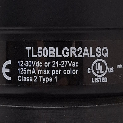 Used Banner T50BLGR2ALSQ Beacon Tower Light w/ Alarm, Flashing Red, Steady Green, 24V