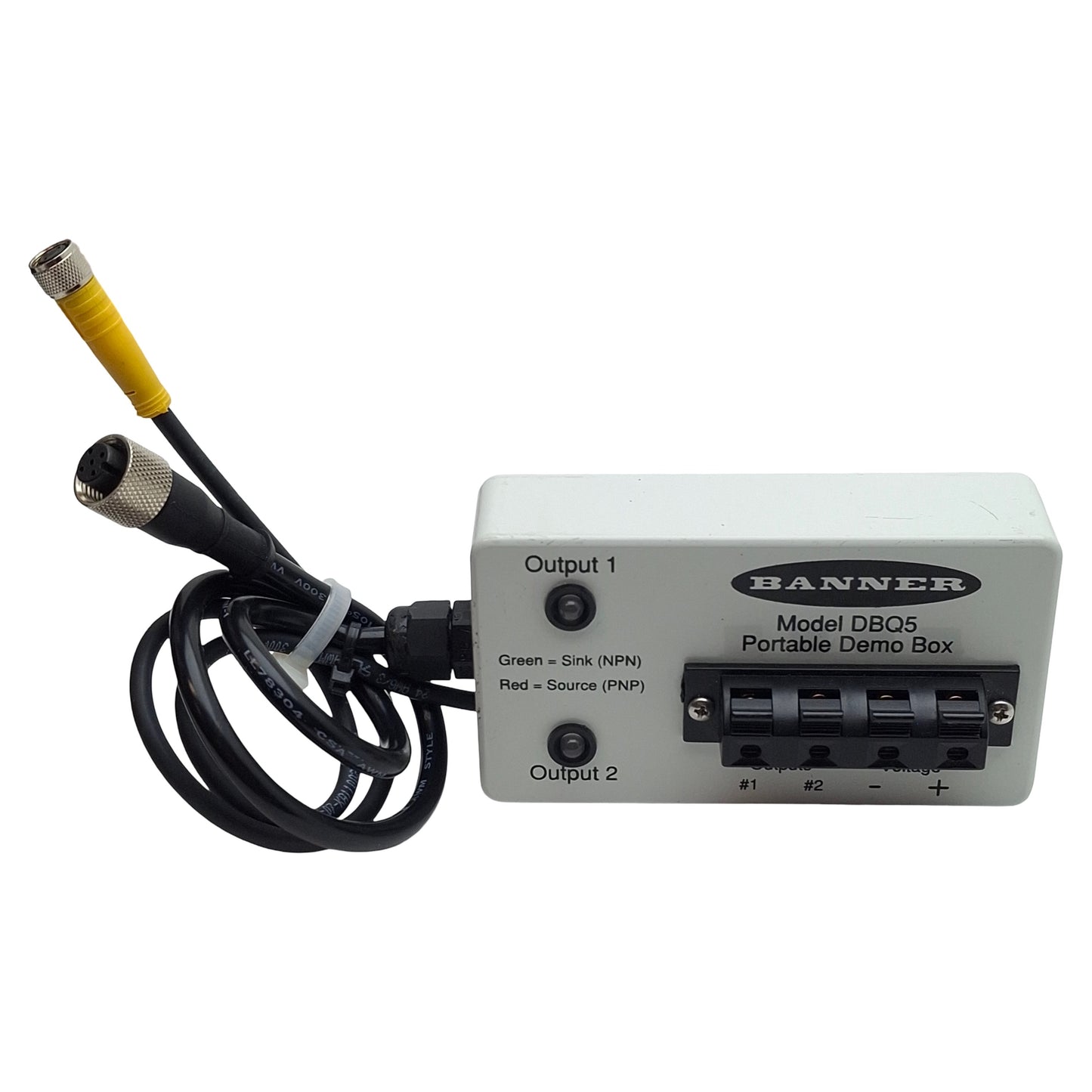 Used Banner DBQ5 39535 Mechanical Switch Portable Demo Box, 2-Outputs, 4-Pin M12