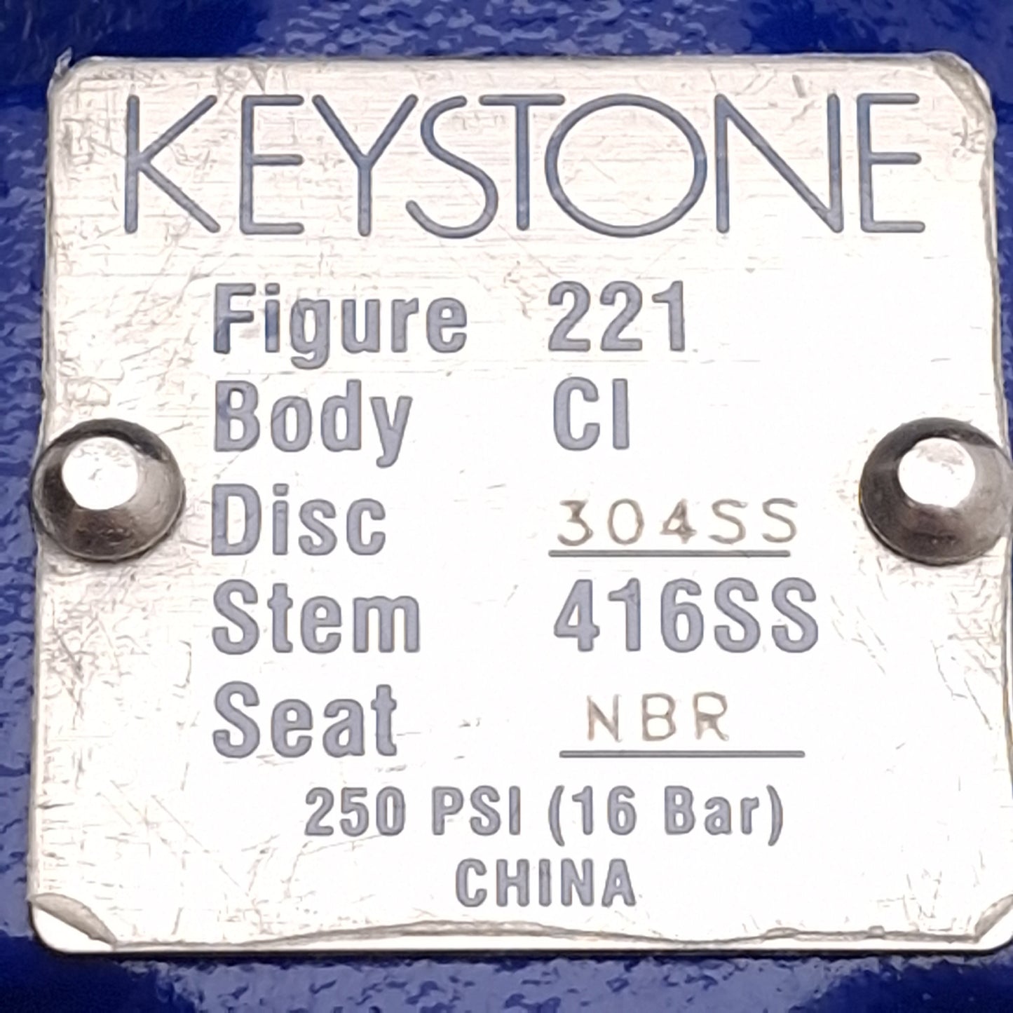 Used Keystone F221 80mm Butterfly Valve Cast Iron Body, 304SS Disc, NBR Seat, 250psi