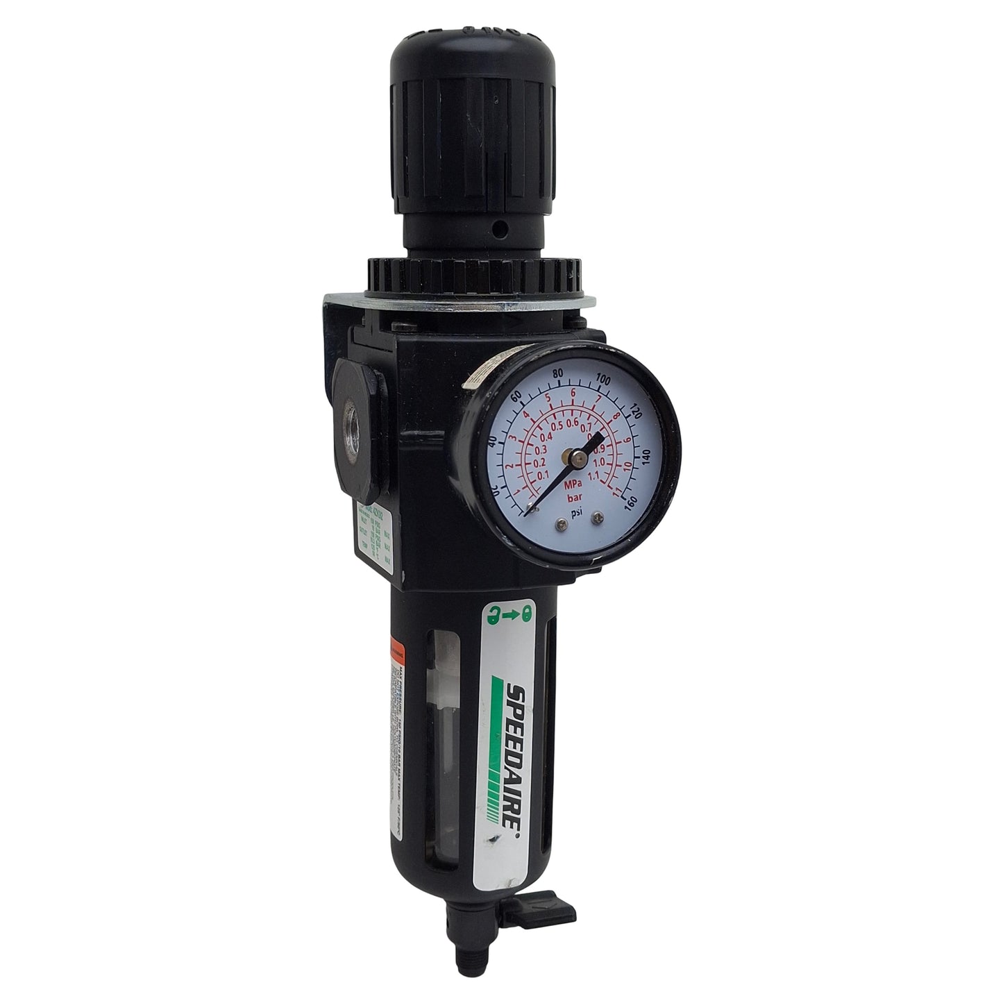 Used Speedaire 4ZK92 Filter Regulator, 150psi Set/In Max, 1/4in NPT, 80cfm, 40µm