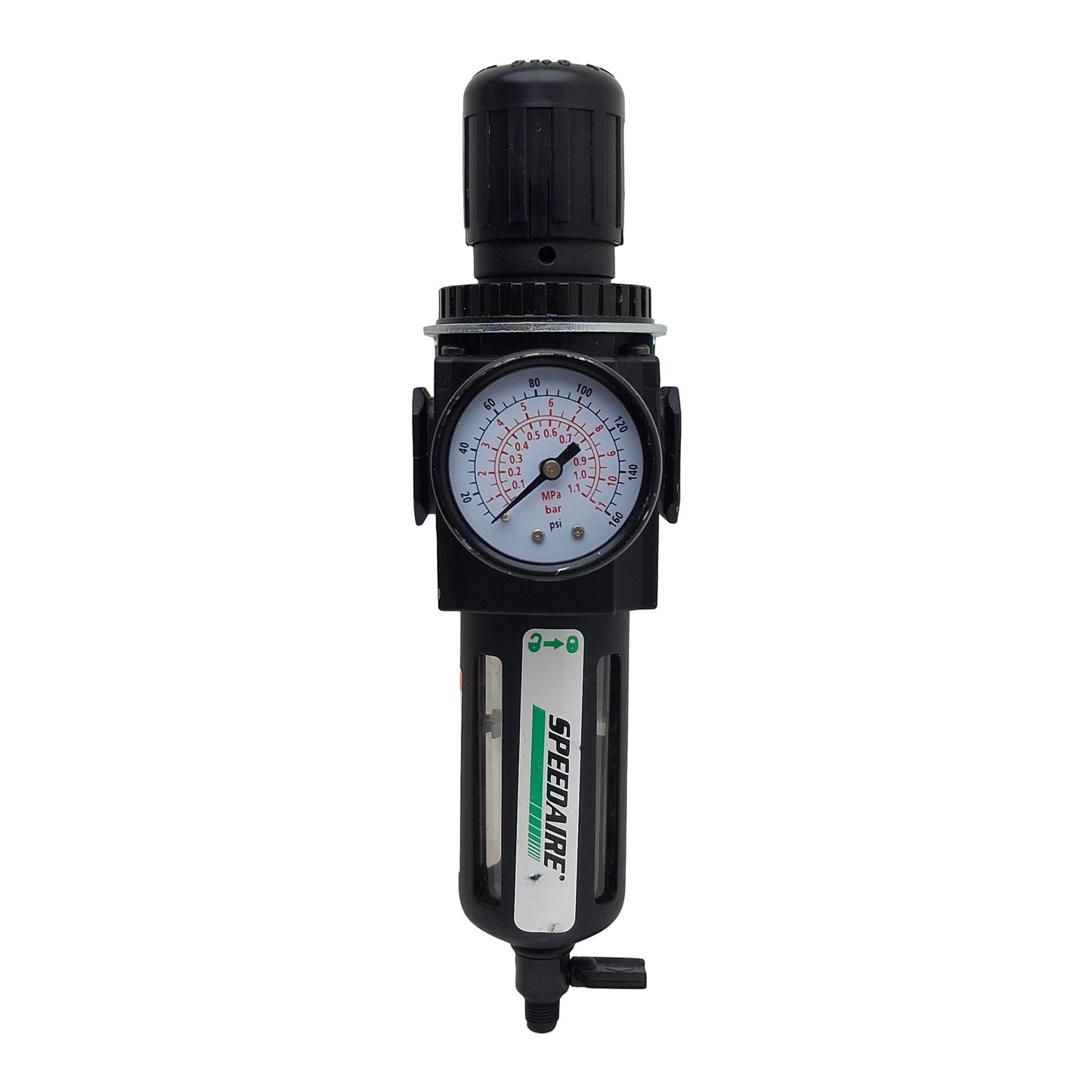 Used Speedaire 4ZK92 Filter Regulator, 150psi Set/In Max, 1/4in NPT, 80cfm, 40µm