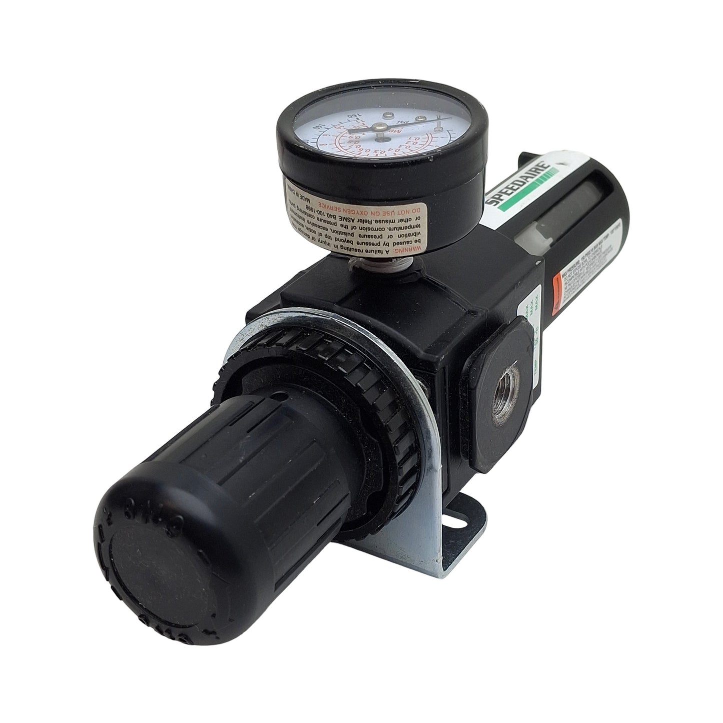 Used Speedaire 4ZK92 Filter Regulator, 150psi Set/In Max, 1/4in NPT, 80cfm, 40µm