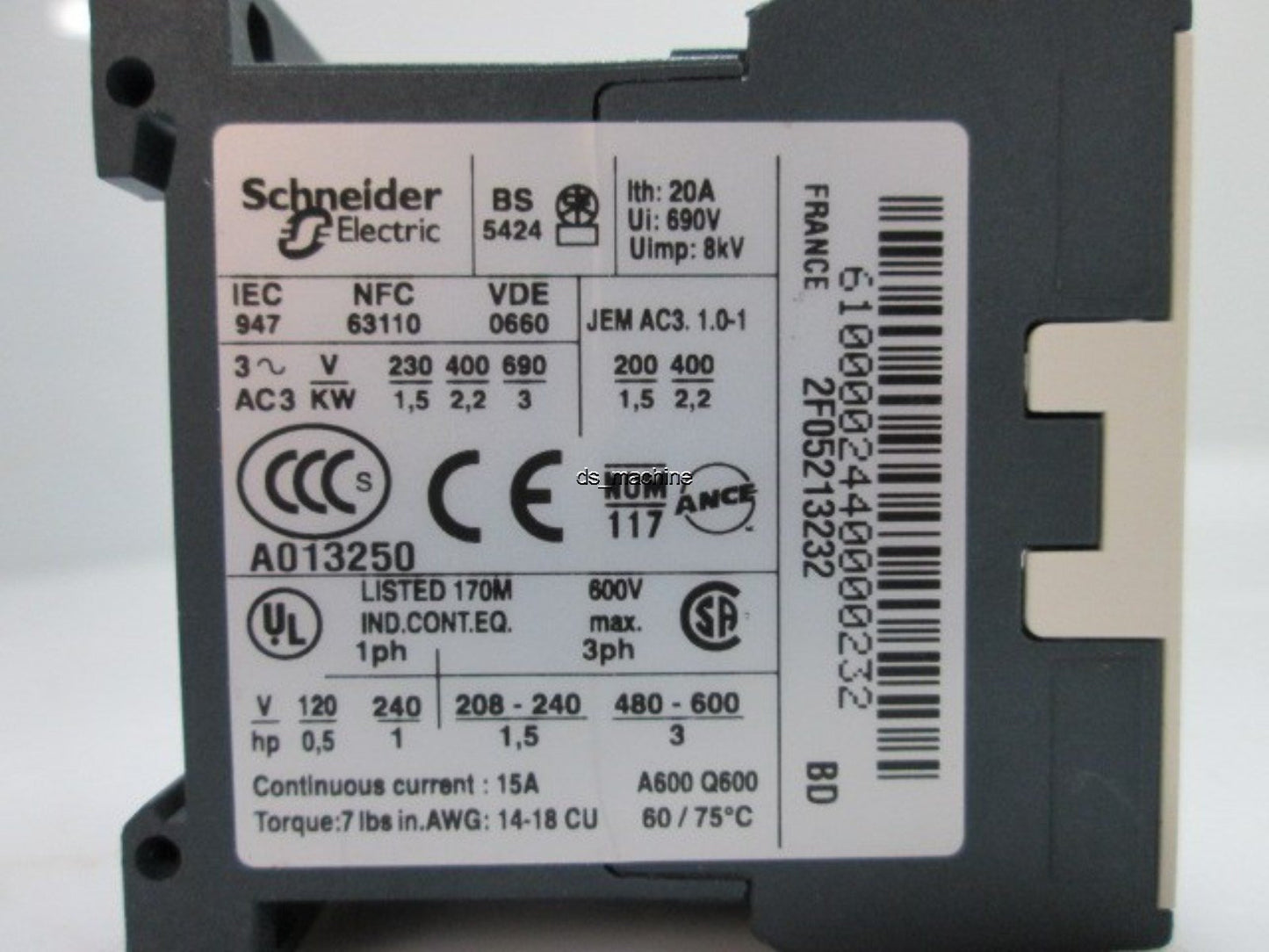 Used Telemecanique LP1K06-10BD Contactor 3-Pole 600VAC 15A, 24VDC Coil