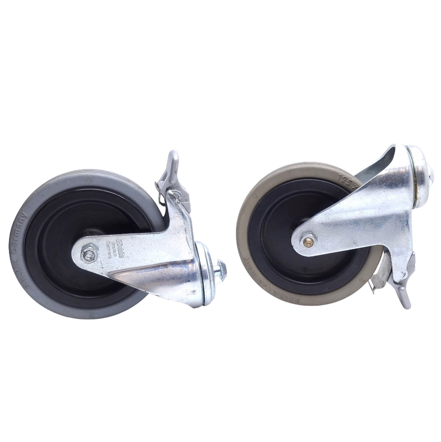 Used Lot of 2 Blickle LKRA-VPA 125K-FL Swivel Casters, ø125mm x 25mm Wheel, Synthetic