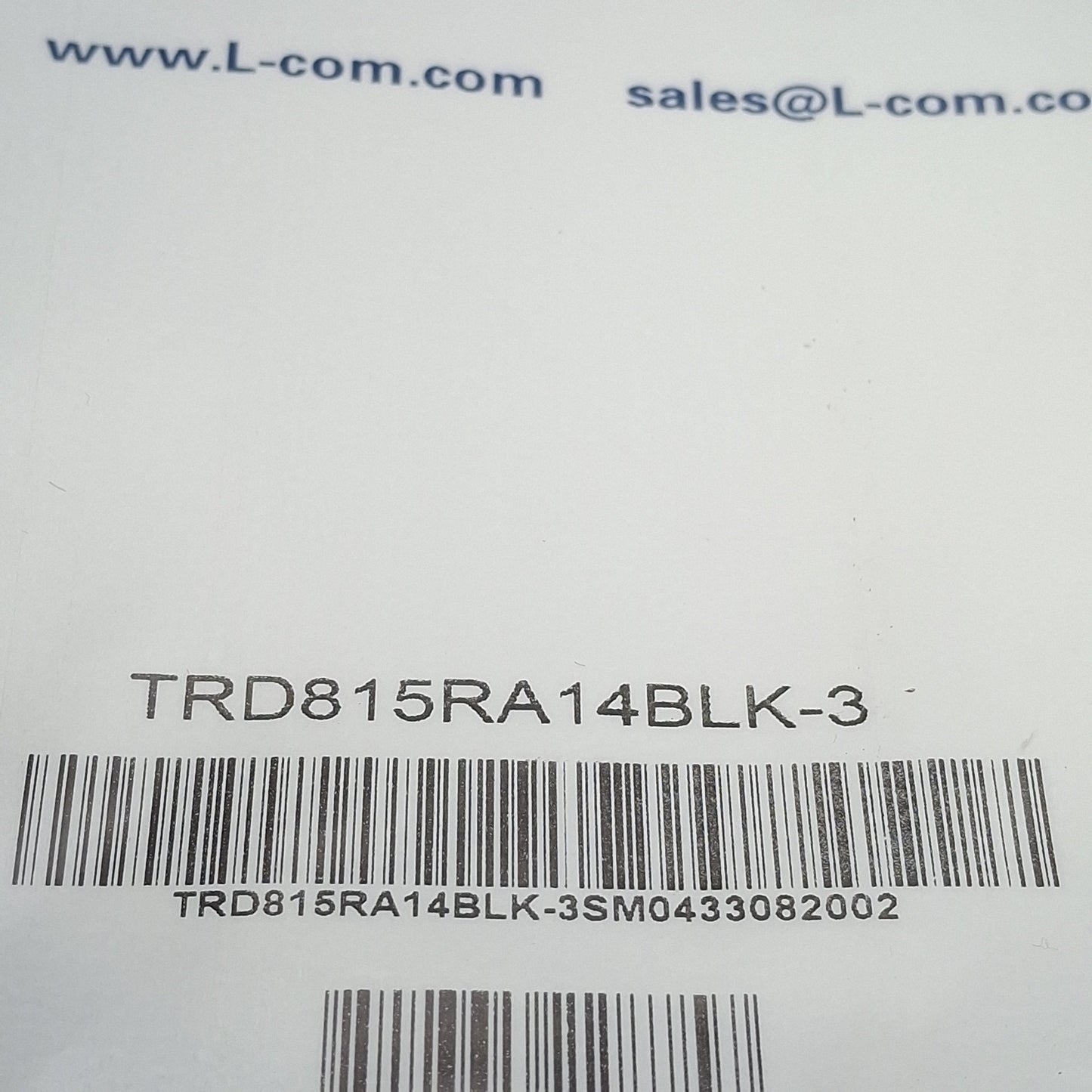 New Lot of 2 L-Com TRD815RA14BLK-3 5E Ethernet Patch Cord, RJ45 90° to RJ45 90°, 3ft