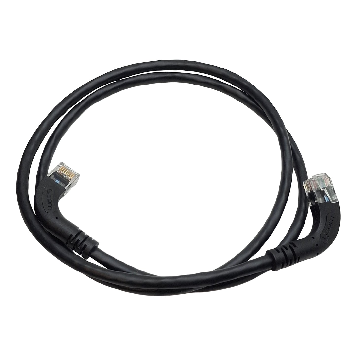New Lot of 2 L-Com TRD815RA14BLK-3 5E Ethernet Patch Cord, RJ45 90° to RJ45 90°, 3ft