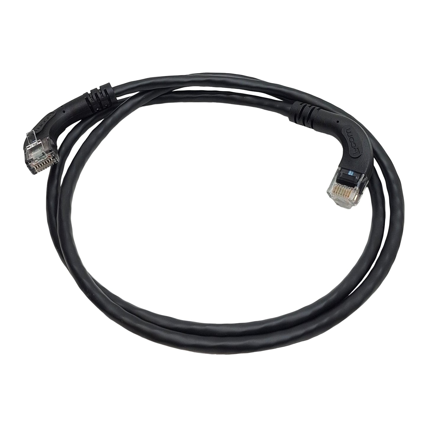 New Lot of 2 L-Com TRD815RA14BLK-3 5E Ethernet Patch Cord, RJ45 90° to RJ45 90°, 3ft