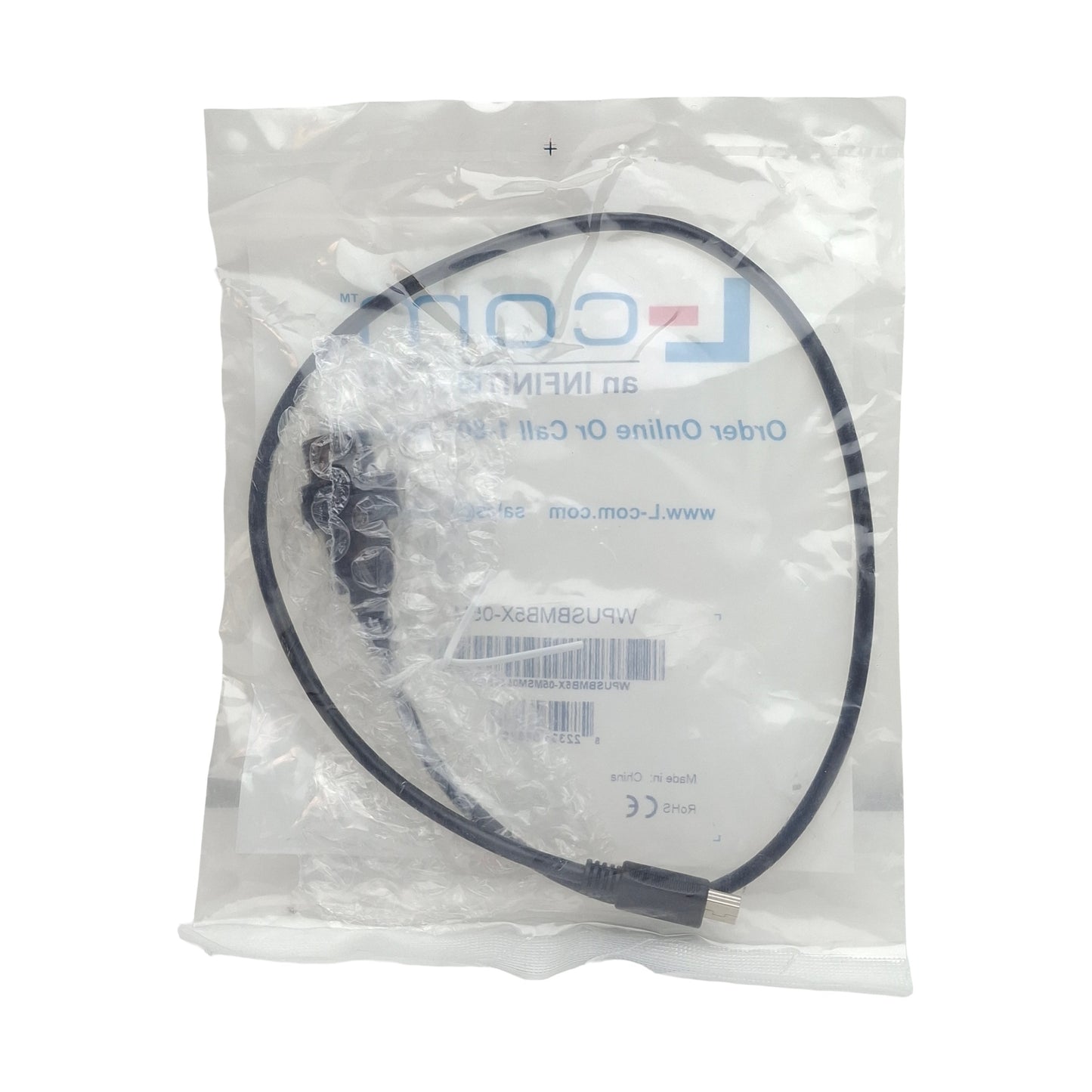 New L-Com WPUSBMB5X-05M Waterproof USB Cable, Mini B 5 Female to Mini B 5 Male, 0.5m