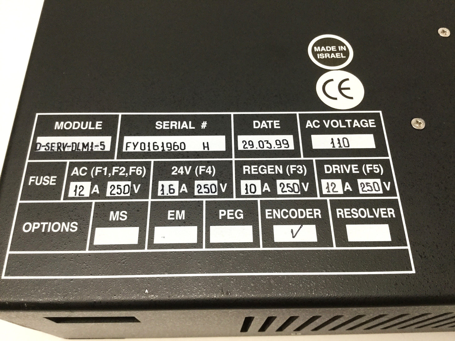 Used Anorad D-SERV-DLM1-5 Digital Linear Servo Controller, 7.1A, Single-Axis, 110VAC