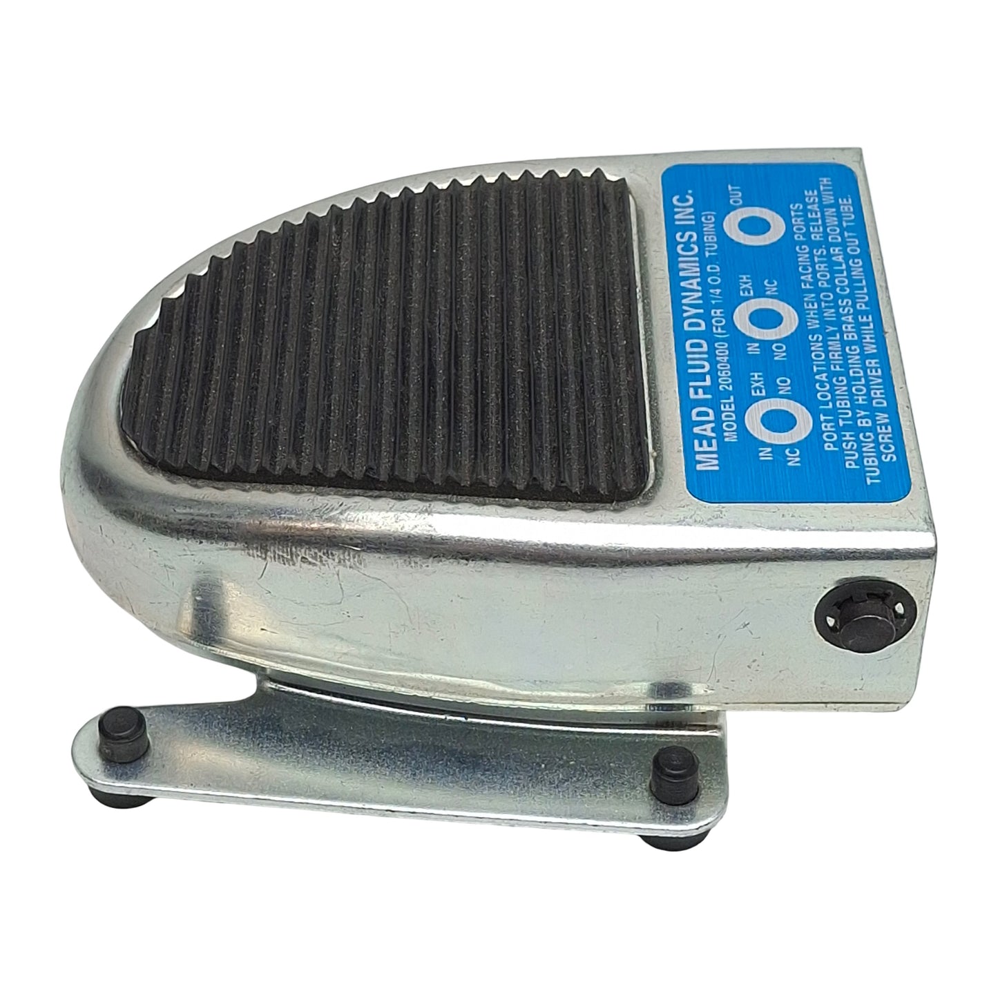 Used Mead 2060400 Pneumatic Foot Pedal Valve, 3-Way 2NC, ø1/4in Tube, 0.11Cv, 120psi
