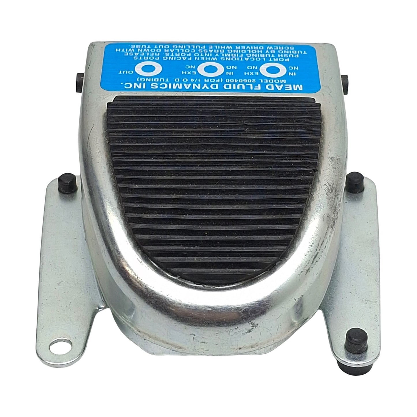 Used Mead 2060400 Pneumatic Foot Pedal Valve, 3-Way 2NC, ø1/4in Tube, 0.11Cv, 120psi