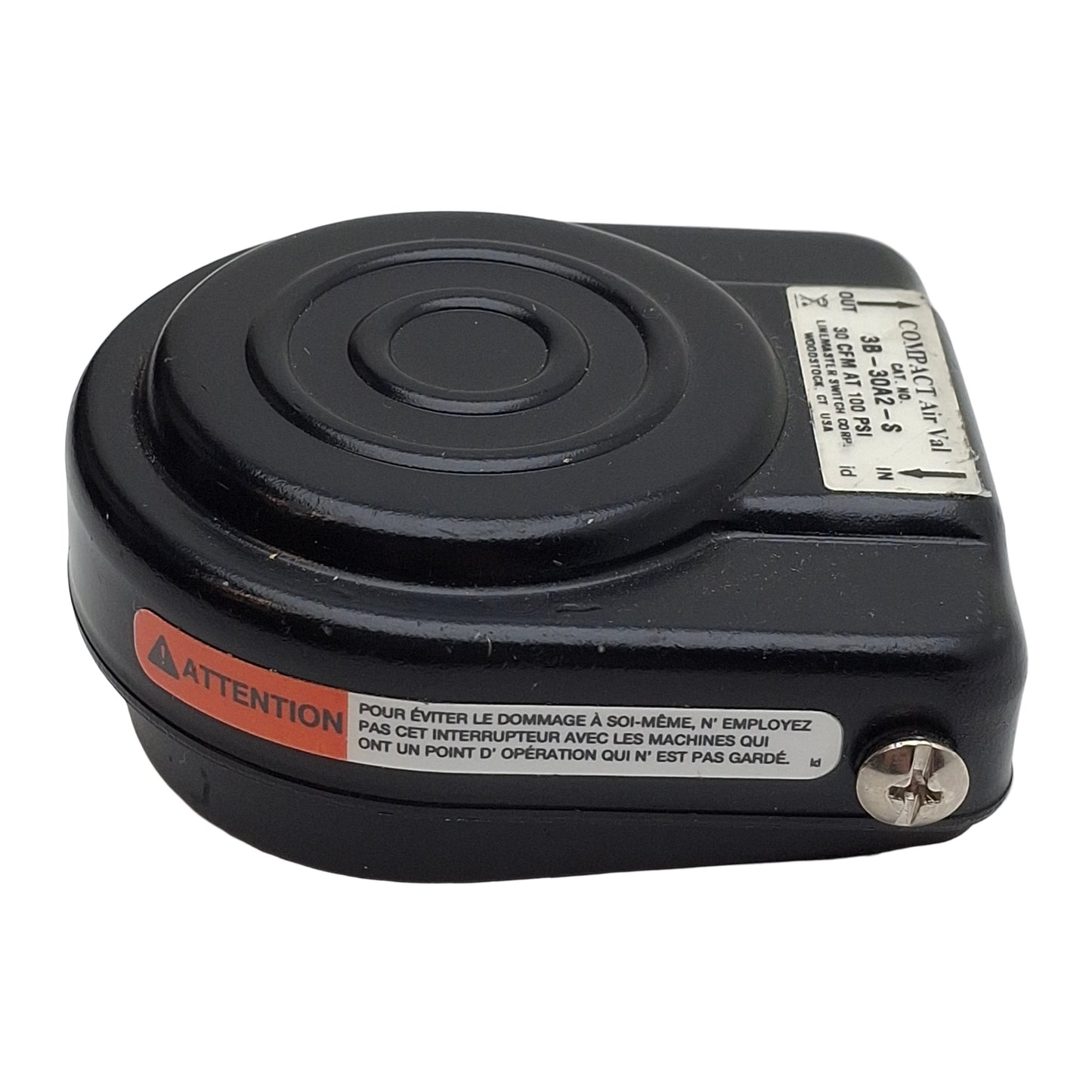 Used Linemaster 3B-30A2-S Compact Air Val Foot Valve, 3-Way 1/8in NPT, 30CFM, 150psi