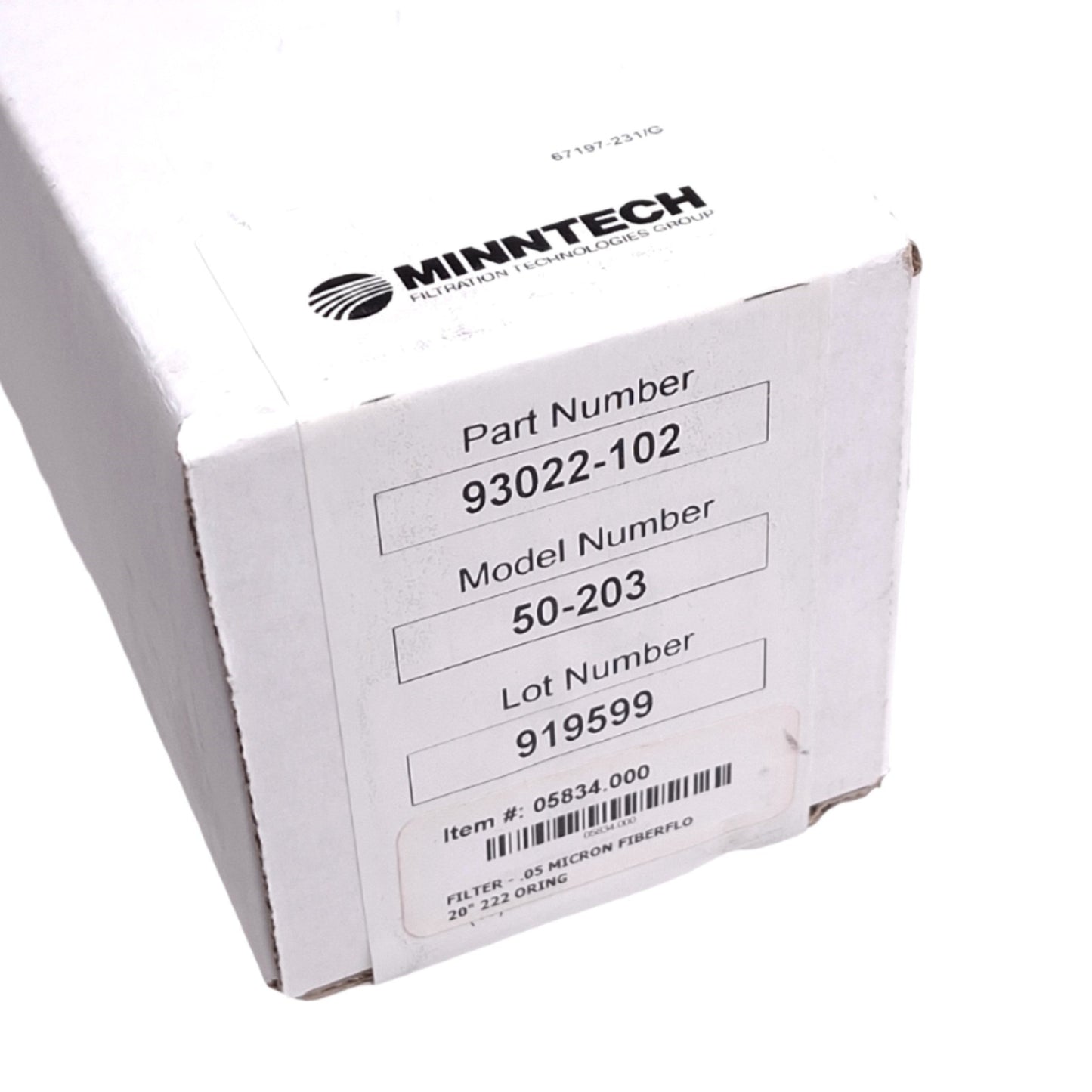 New Minntech 93022-102 50-203 FiberFlo Filter Cartridge, 0.05µm Filtration, 20"